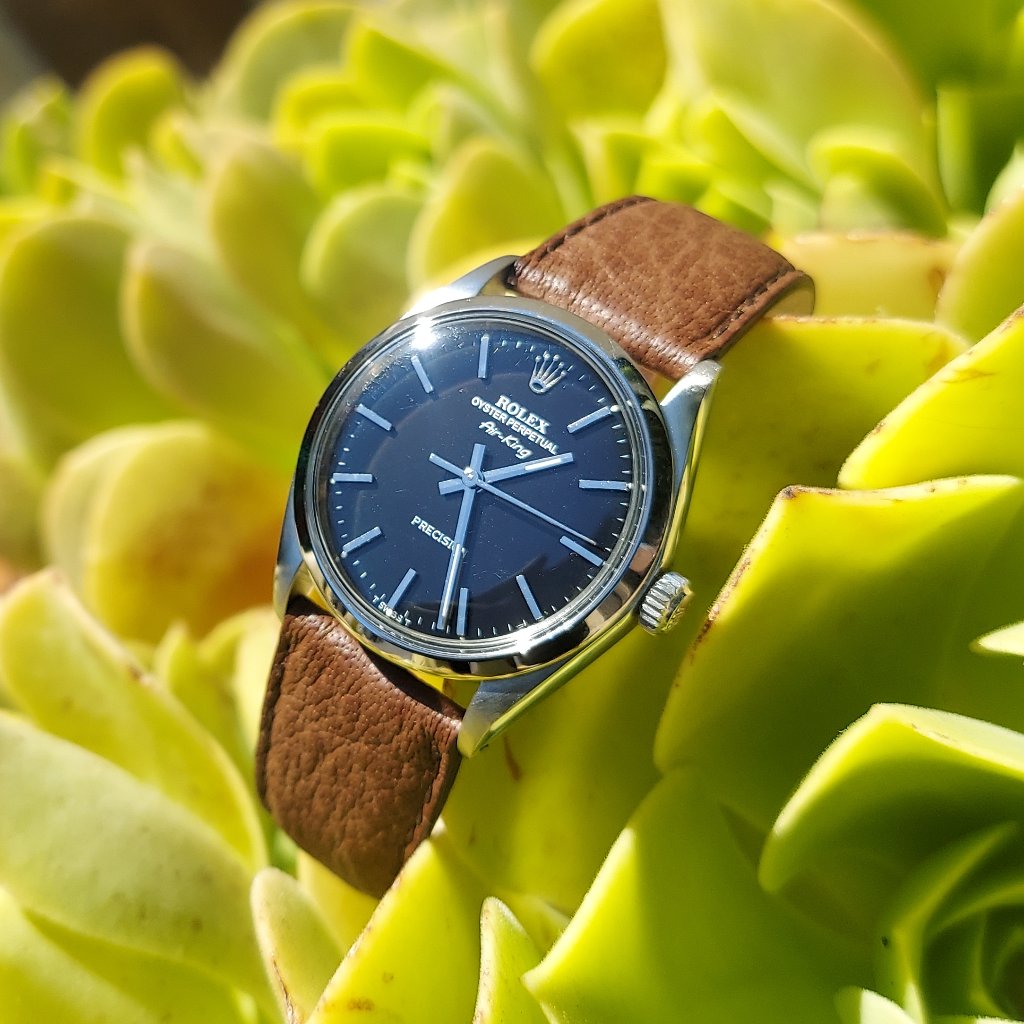 Rolex Unisex 34mm Airking 5500 On Brown Leather